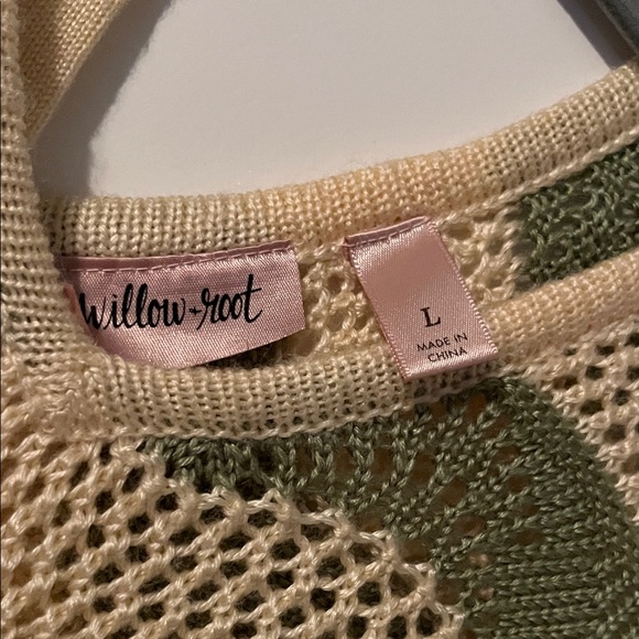 Willow Green and Cream Striped V-Neck Sweater - Picture 2 of 4